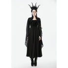 Punk Design Women's Gothic Embroidered Stand Collar Cape