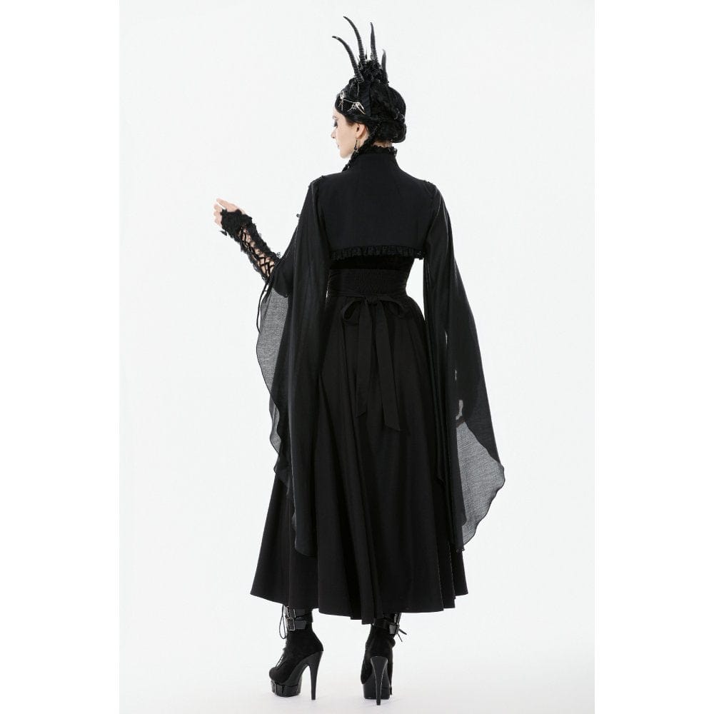 Punk Design Women's Gothic Embroidered Stand Collar Cape