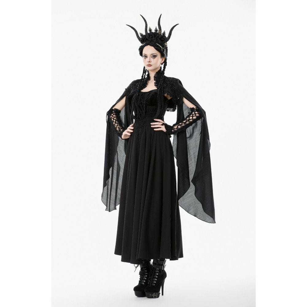 Punk Design Women's Gothic Embroidered Stand Collar Cape