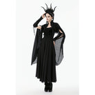 Punk Design Women's Gothic Embroidered Stand Collar Cape