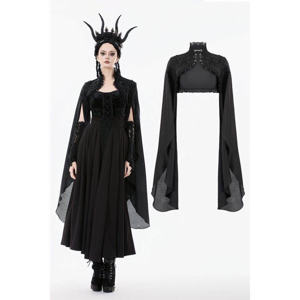 Punk Design Women's Gothic Embroidered Stand Collar Cape