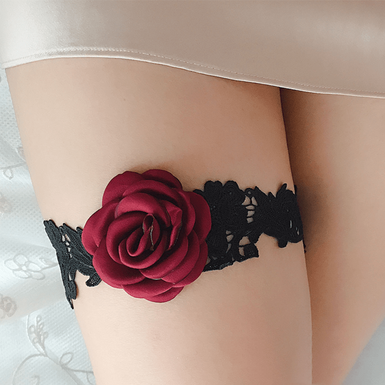 Punk Design Women's Gothic Flower Wedding Garter Bride Lace Leg Garter