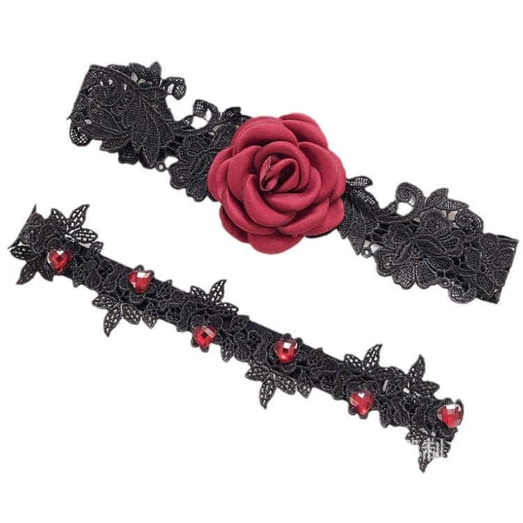 Punk Design Women's Gothic Flower Wedding Garter Bride Lace Leg Garter