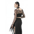 Punk Design Women's Gothic Hollow-out Flared Sleeved Crop Top