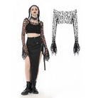 Punk Design Women's Gothic Hollow-out Flared Sleeved Crop Top