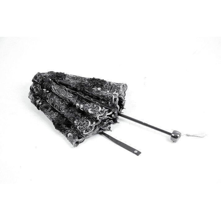 Punk Design Women's Gothic Lace Embroidered Floral Umbrella
