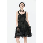 Punk Design Women's Gothic Lace-up Bowknot Ruched Slip Dress