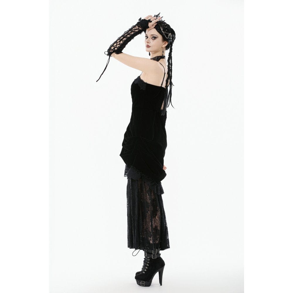 Punk Design Women's Gothic Lace-up Long Gloves