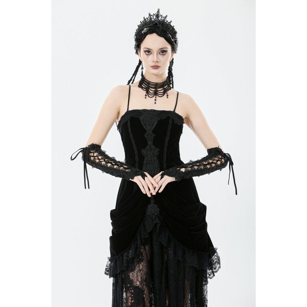Punk Design Women's Gothic Lace-up Long Gloves