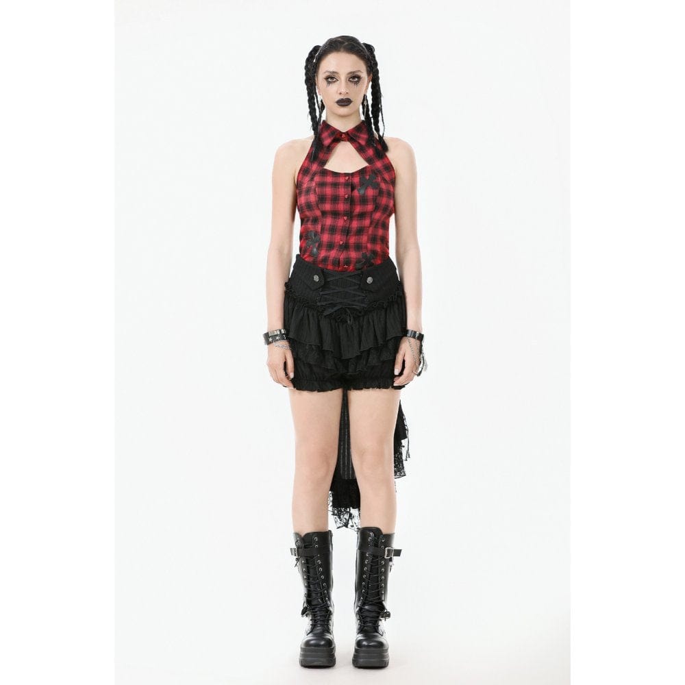 Punk Design Women's Gothic Lace-up Ruffled Swallow-tailed Shorts