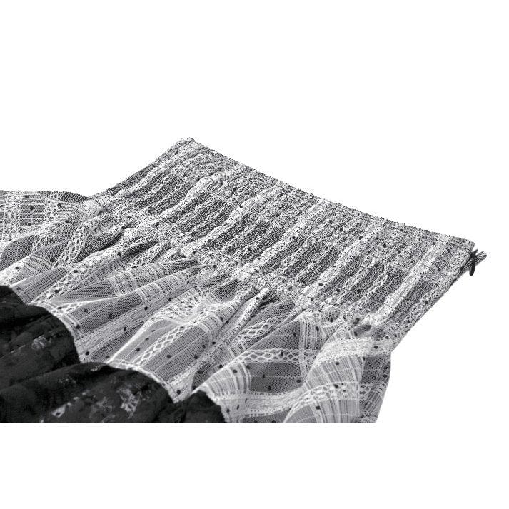 Punk Design Women's Gothic Layered Hem Lace-up High-Waist Skirt