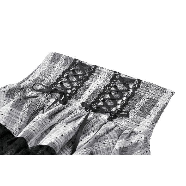 Punk Design Women's Gothic Layered Hem Lace-up High-Waist Skirt