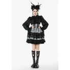 Punk Design Women's Gothic Layered Hem Lace-up High-Waist Skirt