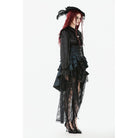 Punk Design Women's Gothic Layered Irregular Hem Buckle Skirt