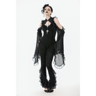 Punk Design Women's Gothic Multilayer Lace Splice Flared Pants