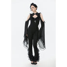 Punk Design Women's Gothic Multilayer Lace Splice Flared Pants