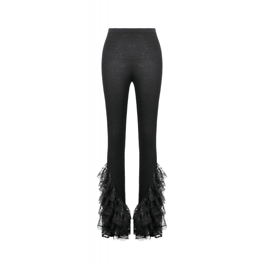 Punk Design Women's Gothic Multilayer Lace Splice Flared Pants