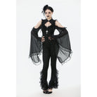 Punk Design Women's Gothic Multilayer Lace Splice Flared Pants
