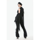 Punk Design Women's Gothic Multilayer Lace Splice Flared Pants