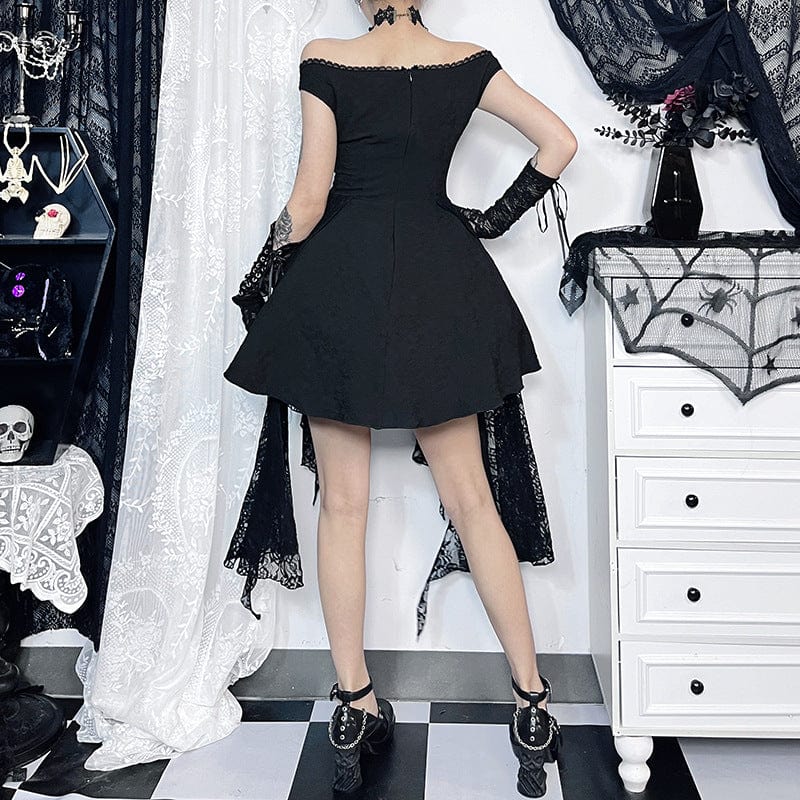 Punk Design Women's Gothic Off-the-shoulder Lace Splice Halloween Dress