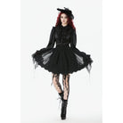 Punk Design Women's Gothic Rose Embroidered Mesh SKirt