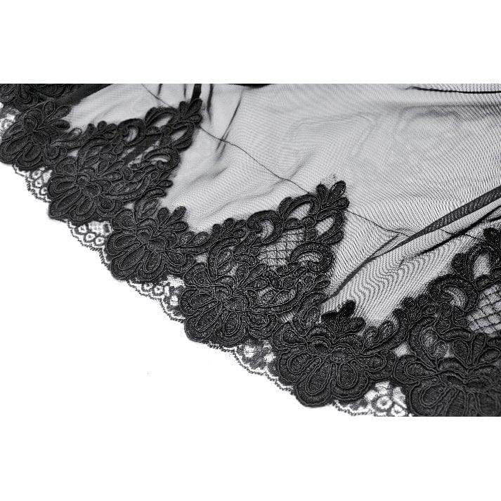 Punk Design Women's Gothic Rose Embroidered Mesh SKirt