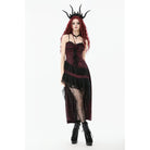 Punk Design Women's Gothic Rose Layered Lace Ruffle Asymmetric Slip Dress