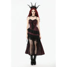 Punk Design Women's Gothic Rose Layered Lace Ruffle Asymmetric Slip Dress