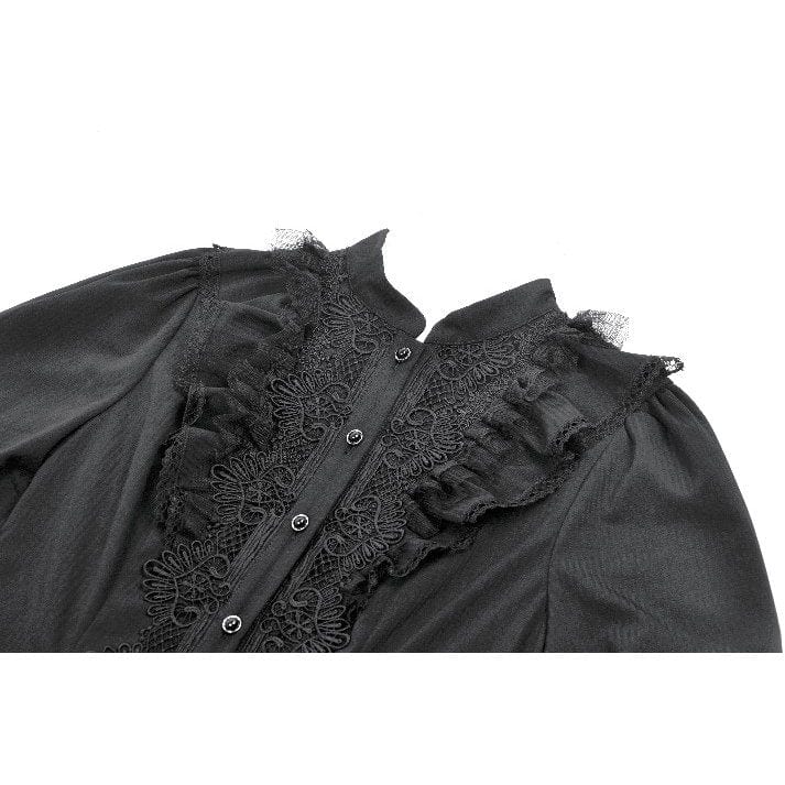 Punk Design Women's Gothic Ruffled Puff Sleeved Dress