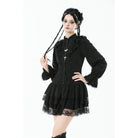 Punk Design Women's Gothic Ruffled Puff Sleeved Dress