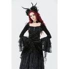 Punk Design Women's Gothic Square-cut Collar Flared Sleeved Velvet Top