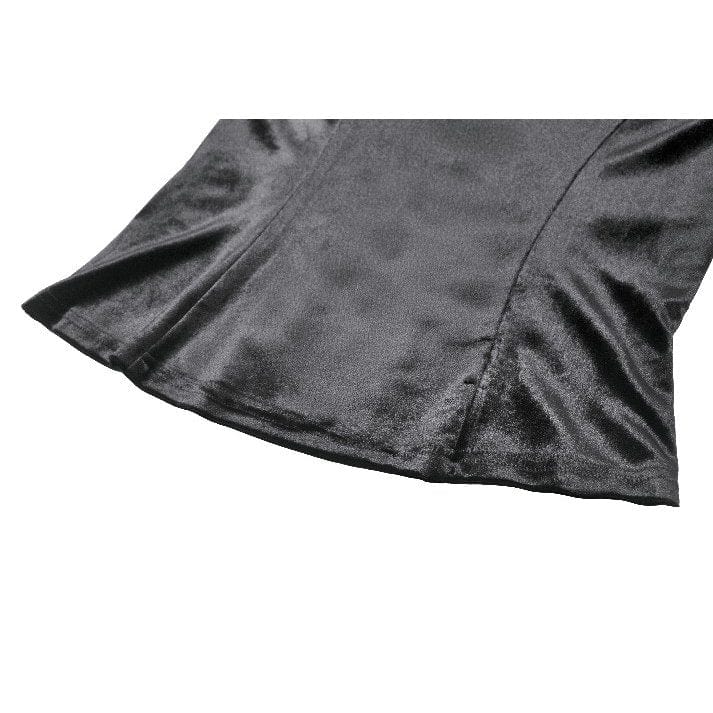 Punk Design Women's Gothic Square-cut Collar Flared Sleeved Velvet Top