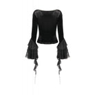 Punk Design Women's Gothic Square-cut Collar Flared Sleeved Velvet Top