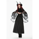 Punk Design Women's Gothic Stand Collar Ruffled Mesh Flared Sleeved Dress