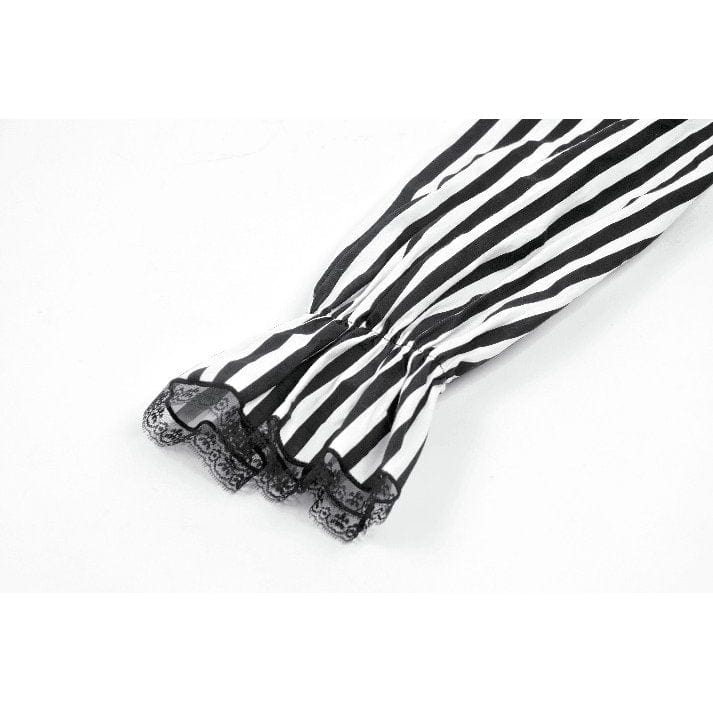 Punk Design Women's Gothic Striped Ruffled Pleated Dress