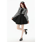 Punk Design Women's Gothic Striped Ruffled Pleated Dress