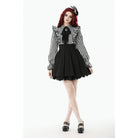Punk Design Women's Gothic Striped Ruffled Pleated Dress