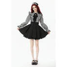 Punk Design Women's Gothic Striped Ruffled Pleated Dress