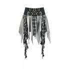 Punk Design Women's Grunge Buckle Strap Irregular Plaid Patchwork Skirt