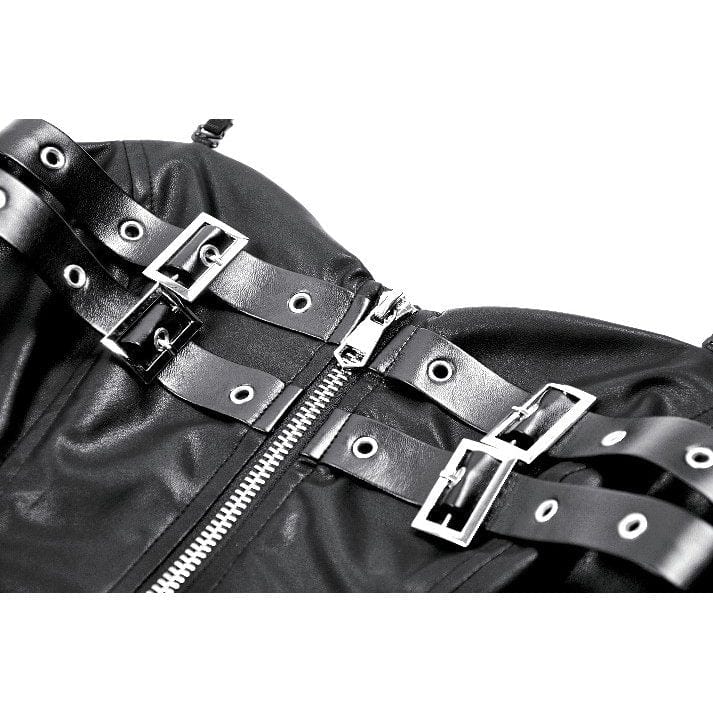 Punk Design Women's Punk Buckle Strap Lace-up Mesh Splice Slip Dress