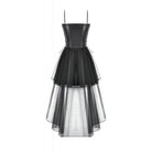Punk Design Women's Punk Buckle Strap Lace-up Mesh Splice Slip Dress