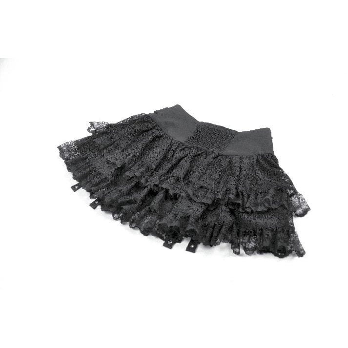 Punk Design Women's Punk Eyelet Strap Wide-Waistband Skirt
