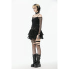 Punk Design Women's Punk Eyelet Strap Wide-Waistband Skirt
