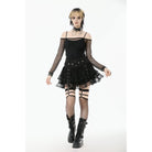 Punk Design Women's Punk Eyelet Strap Wide-Waistband Skirt