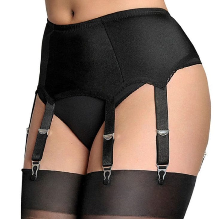 Punk Design Women's Punk High Waist Lace Mesh Garter with 6 Vintage Metal Clip