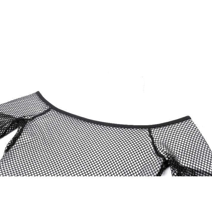 Punk Design Women's Punk Off-Shoulder Mesh Top