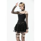 Punk Design Women's Punk Off-Shoulder Mesh Top