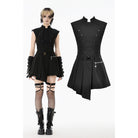 Punk Design Women's Punk Studded Asymmetrical Pleated Dress