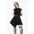 Punk Design Women's Punk Studded Asymmetrical Pleated Dress
