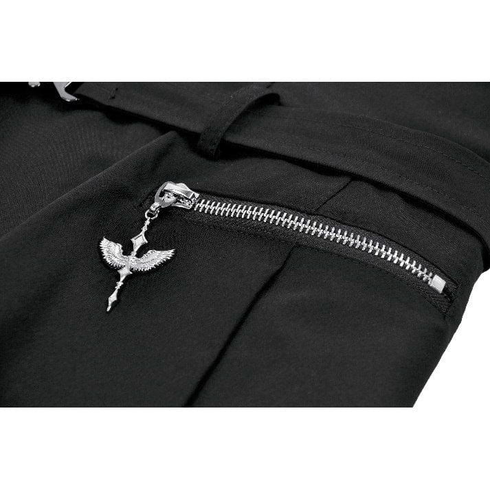 Punk Design Women's Punk Studded Asymmetrical Pleated Dress